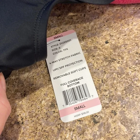 NWT DKNY Black 2 Piece Tankini Removable Soft Cups Small Full Coverage Bottom - Picture 4 of 15